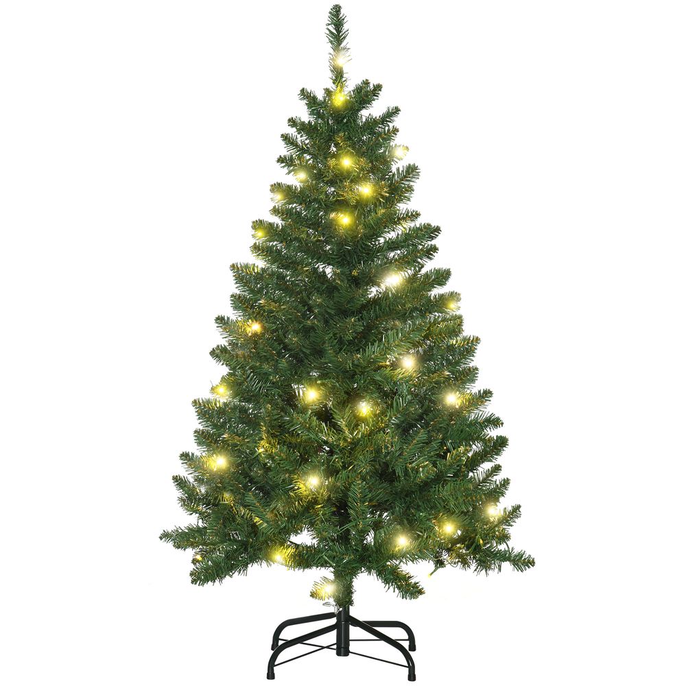 4FT Christmas Tree with Warm White LED Lights - Green