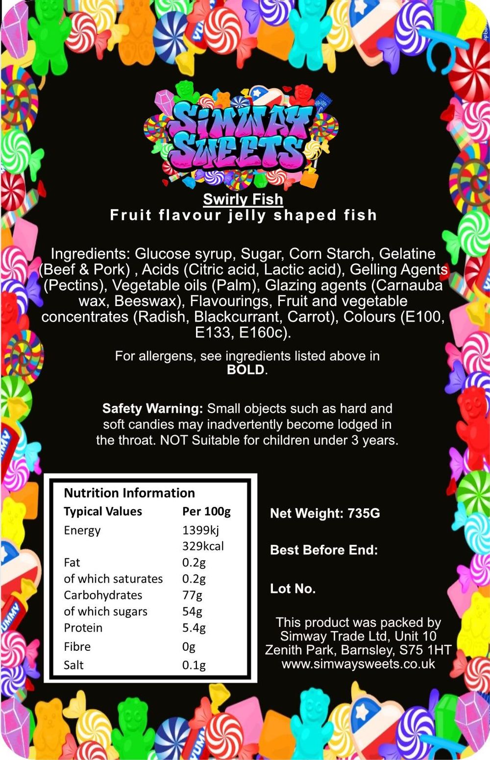 Swirly Fish Gummy Jelly Retro Sweets Gift Jar