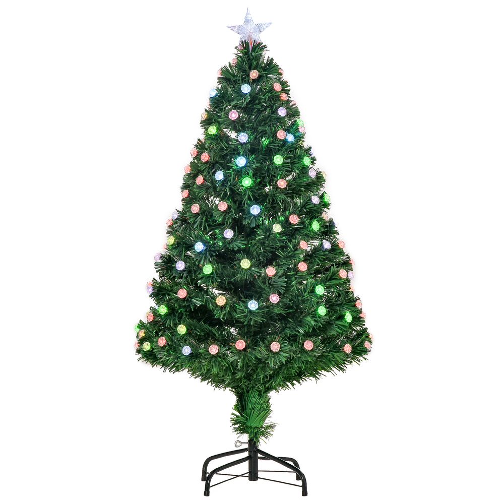 4FT Pre-Lit Artificial Christmas Tree with Fibre Optic Decorations LED Lights