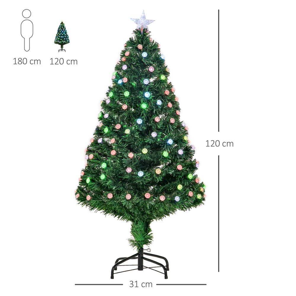 4FT Pre-Lit Artificial Christmas Tree with Fibre Optic Decorations LED Lights