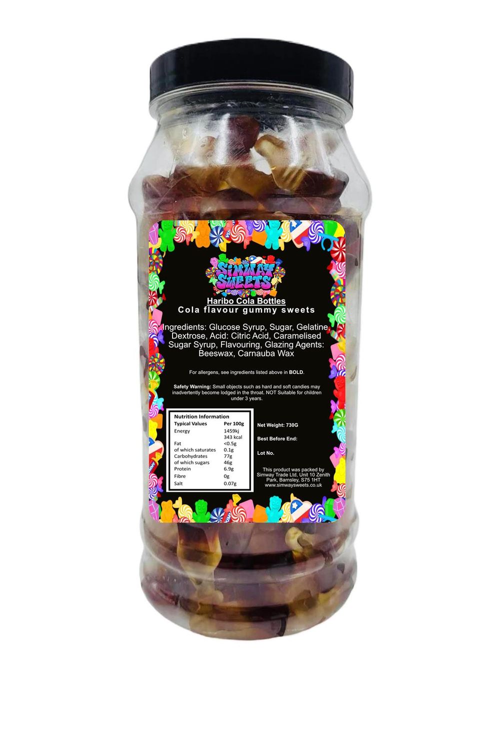 Cola Bottles Retro Sweets Cola Flavoured Gummy Sweets Gift Jar