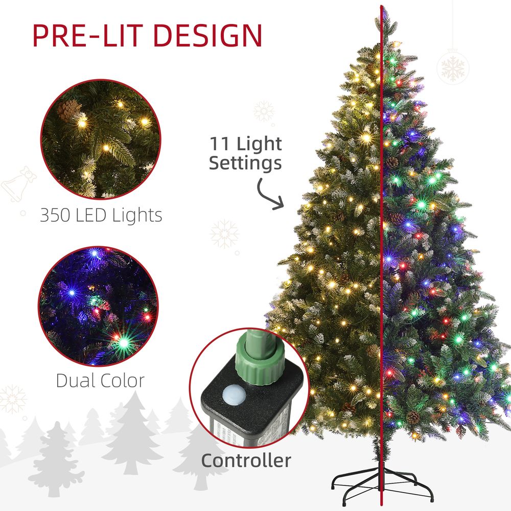 6FT or 7FT Artificial LED Christmas Tree with Metal Base, Hinged Branches