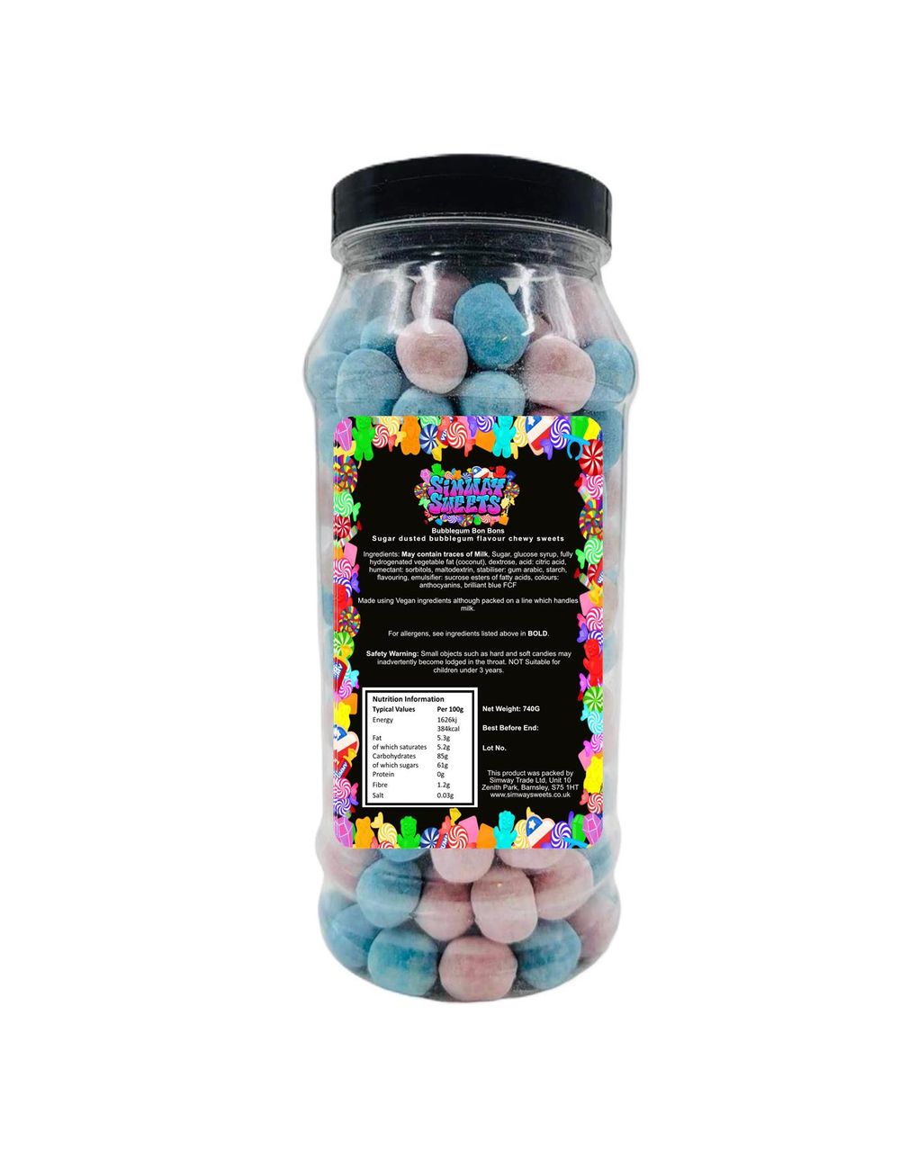 Bubblegum Flavour BonBons Retro Sweets Bon Bons Gift Jar