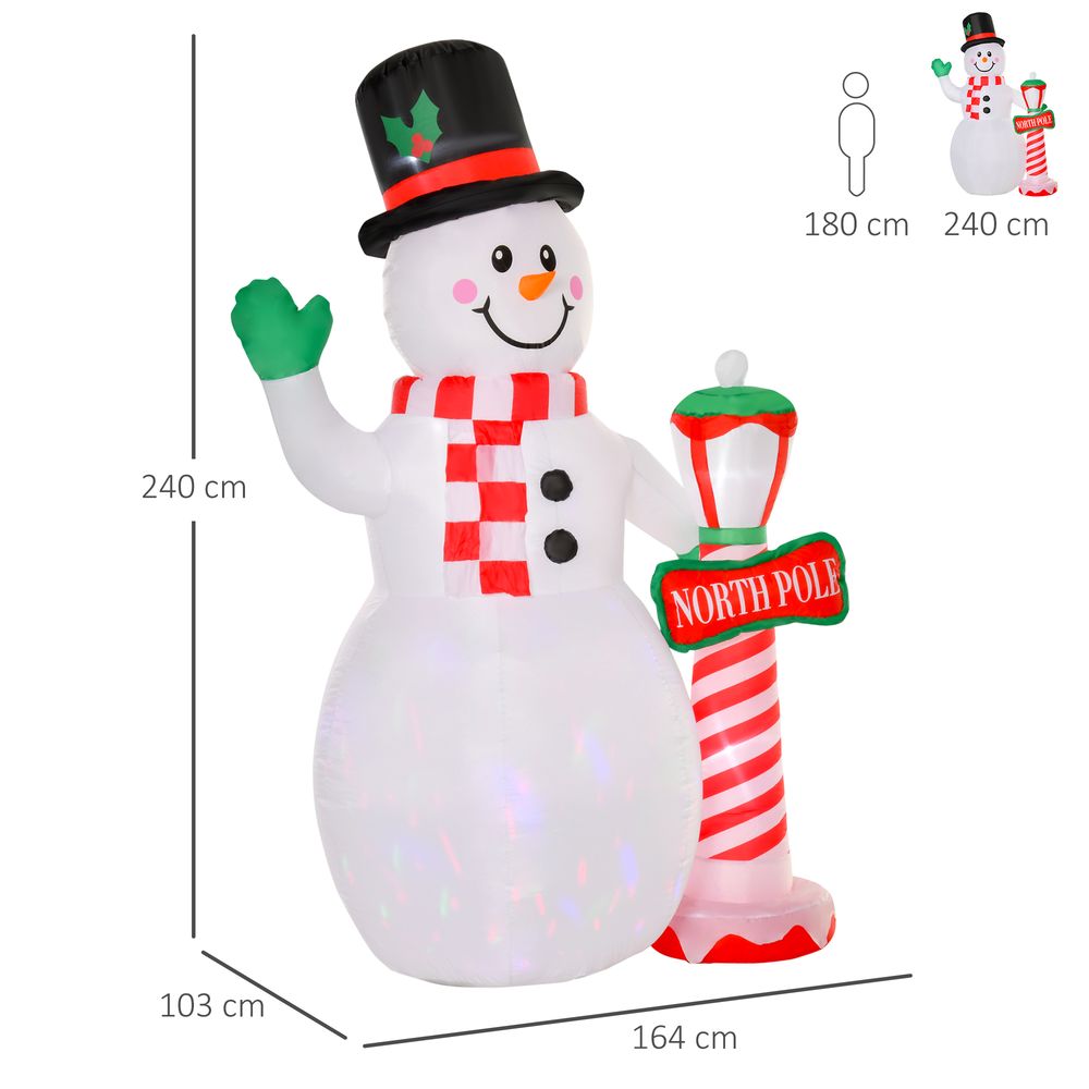 8ft Tall Christmas Inflatable Snowman Street Lamp Lighted Garden Lawn with LED Lights