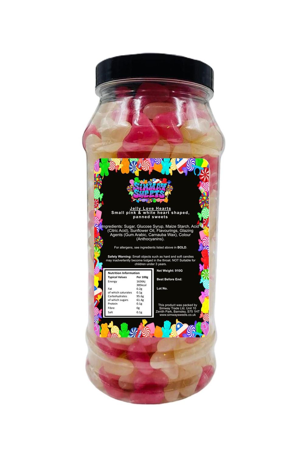 Jelly Bean Hearts Gummy Retro Sweets Gift Jar