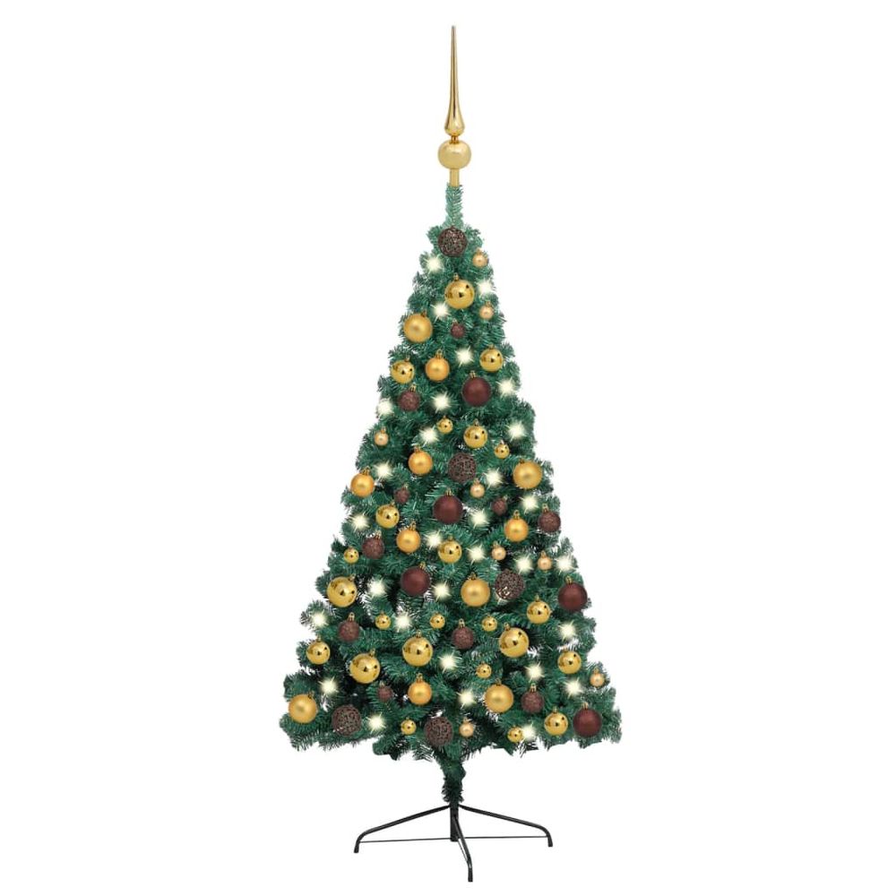 Artificial Half Pre-lit Christmas Tree with Ball Set Green 120 cm