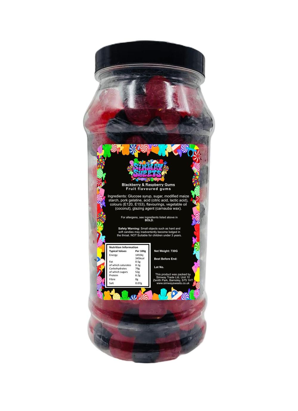 Black & Raspberry Gums Jelly Gummy Retro Sweets Gift Jar