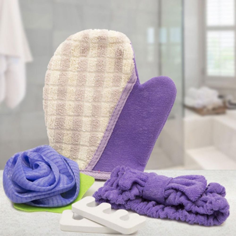 Touch Beauty Shower Set Body Puff Hand Sponge Shower Headband & Toe Separators