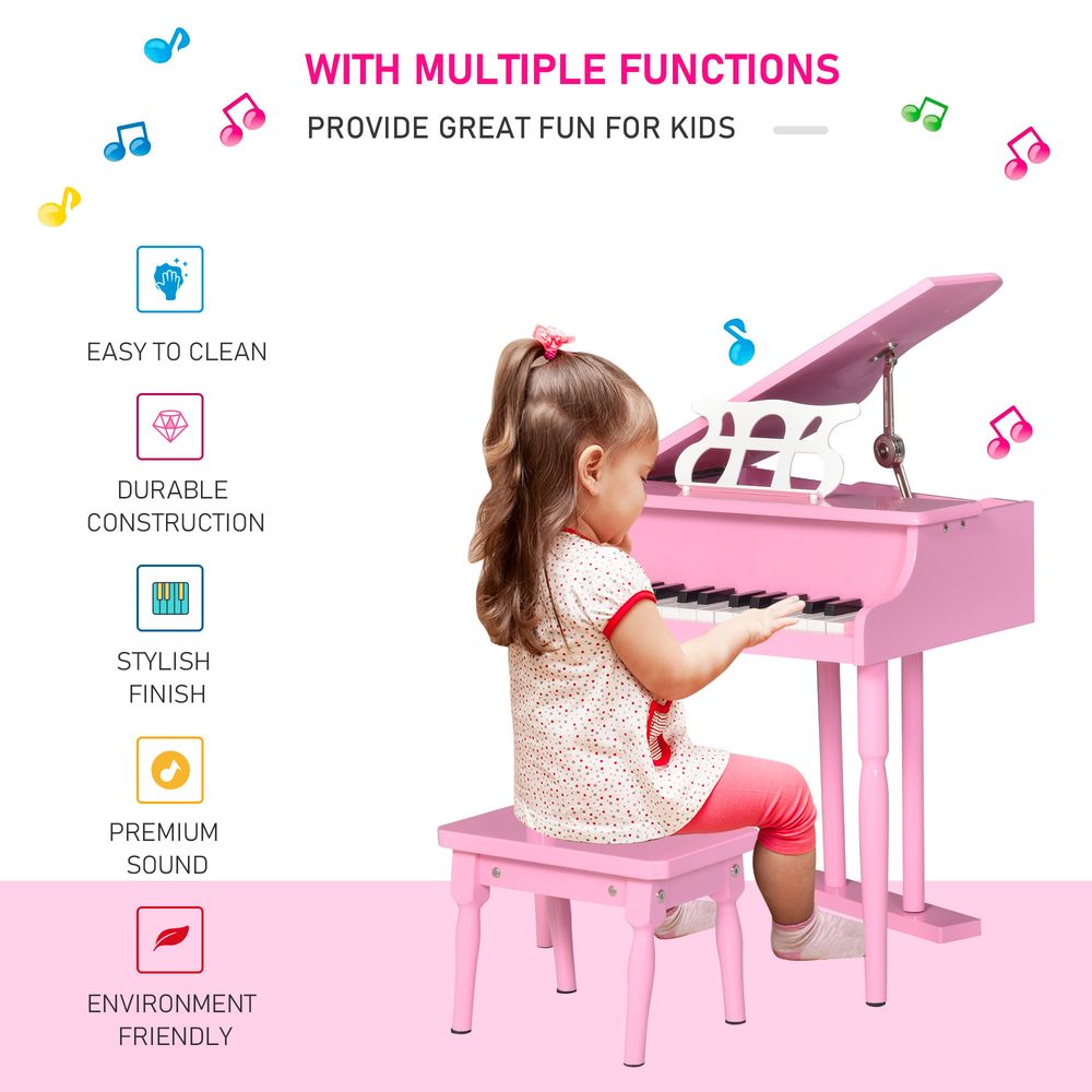 30 Keys Mini Kids Piano with Music Stand and Bench Best Gifts Toy