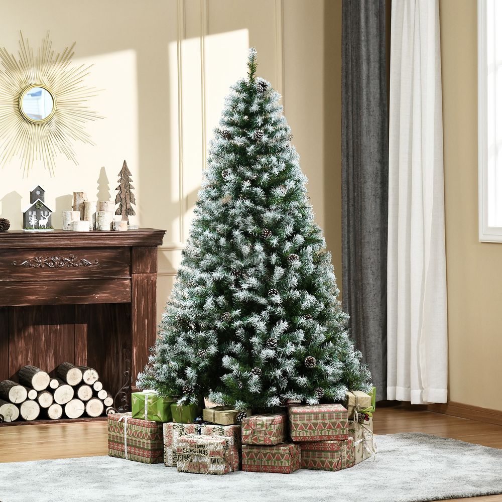 6FT Artificial Christmas Tree With Pine Cones and Automatic Open - Green