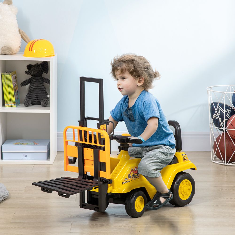 Kids Ride on Forklift Truck with Fork Tray, Under Seat Storage, Backrest