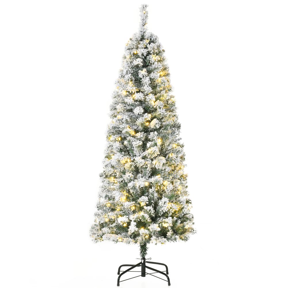 5FT Prelit Artificial Snow Flocked Christmas Tree with Warm LED Lights