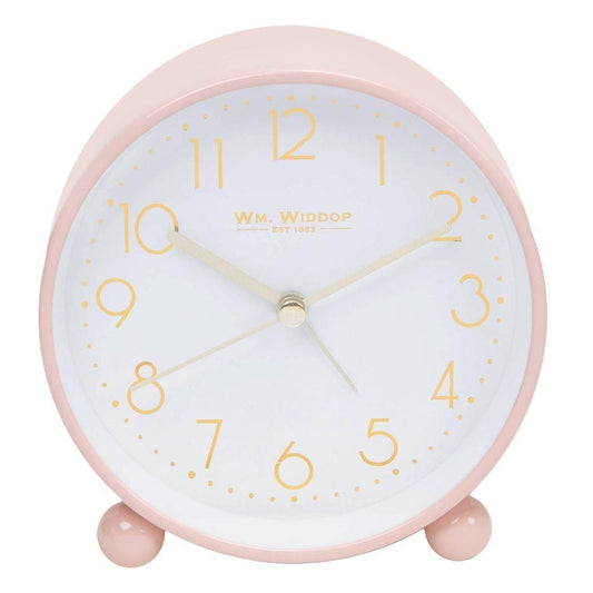 5175Bl William Widdop Blush Metal Alarm Clock With Gold Dial