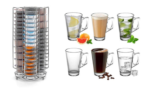 VINSANI LATTE GLASS 6pcs + COFFEE STAND