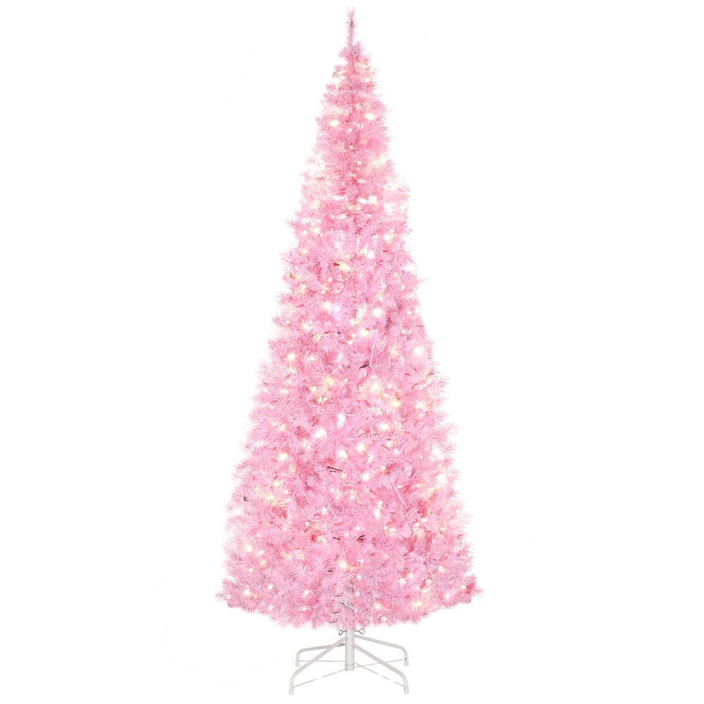 7FT Prelit Artificial Pink Christmas Tree with 350 LED Lights