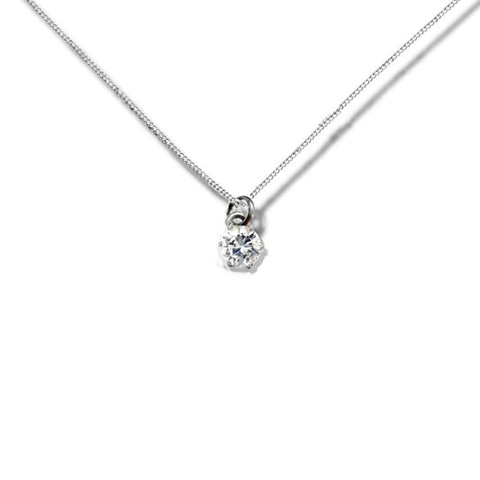 Cubic Zirconia 6mm Silver Necklace