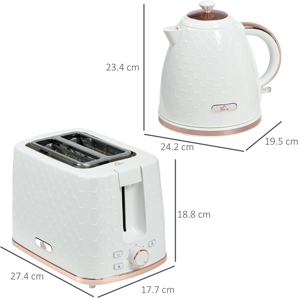 Kettle and Toaster Set 1.7L Fast Boil Kettle & 2 Slice Toaster Set - White