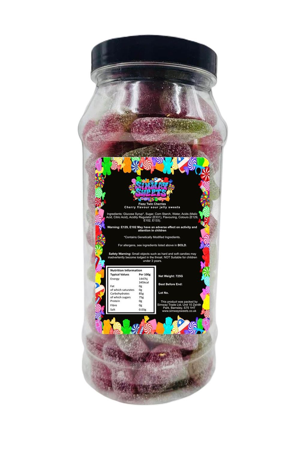 Fizzy Twin Cherries Fizzies Retro Sweets Gift Jar