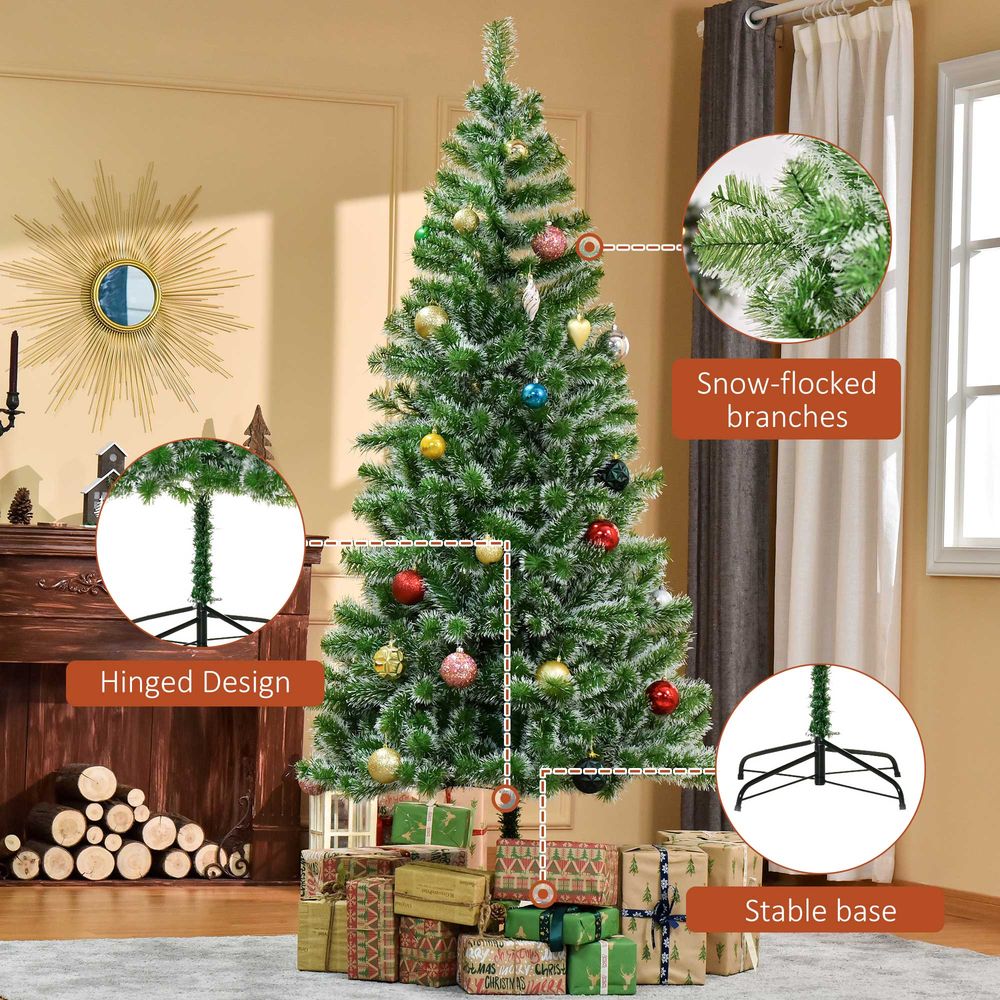 7FT Indoor Artificial Christmas Tree with Metal Stand and 968 Tips