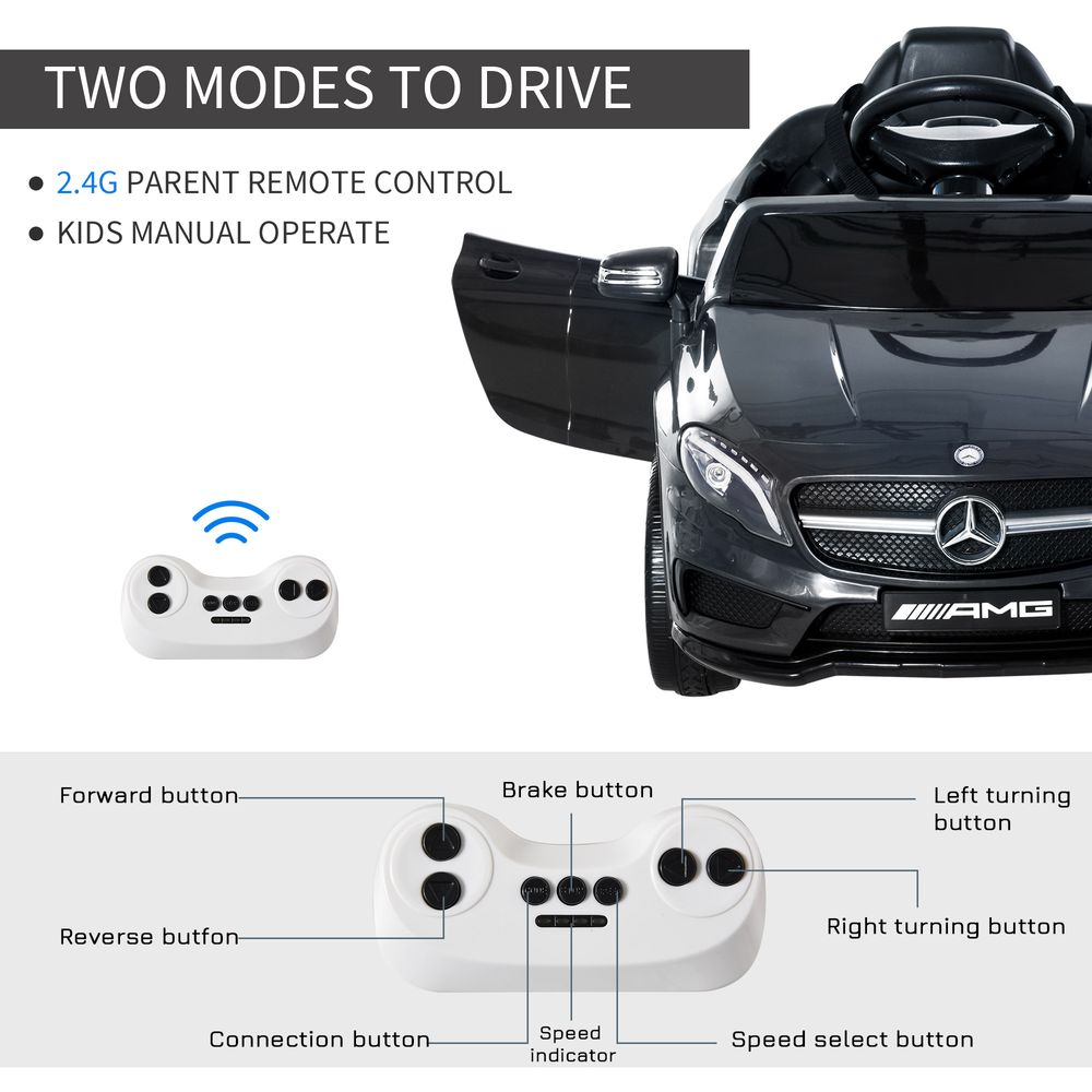 6V Licensed Mercedes Benz Kids Ride On Car with Remote Light Music Black