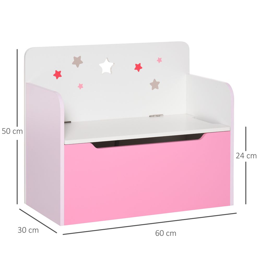 Kids Wooden Toy Box Children Storage Chest Bench Organiser Bedroom - Pink