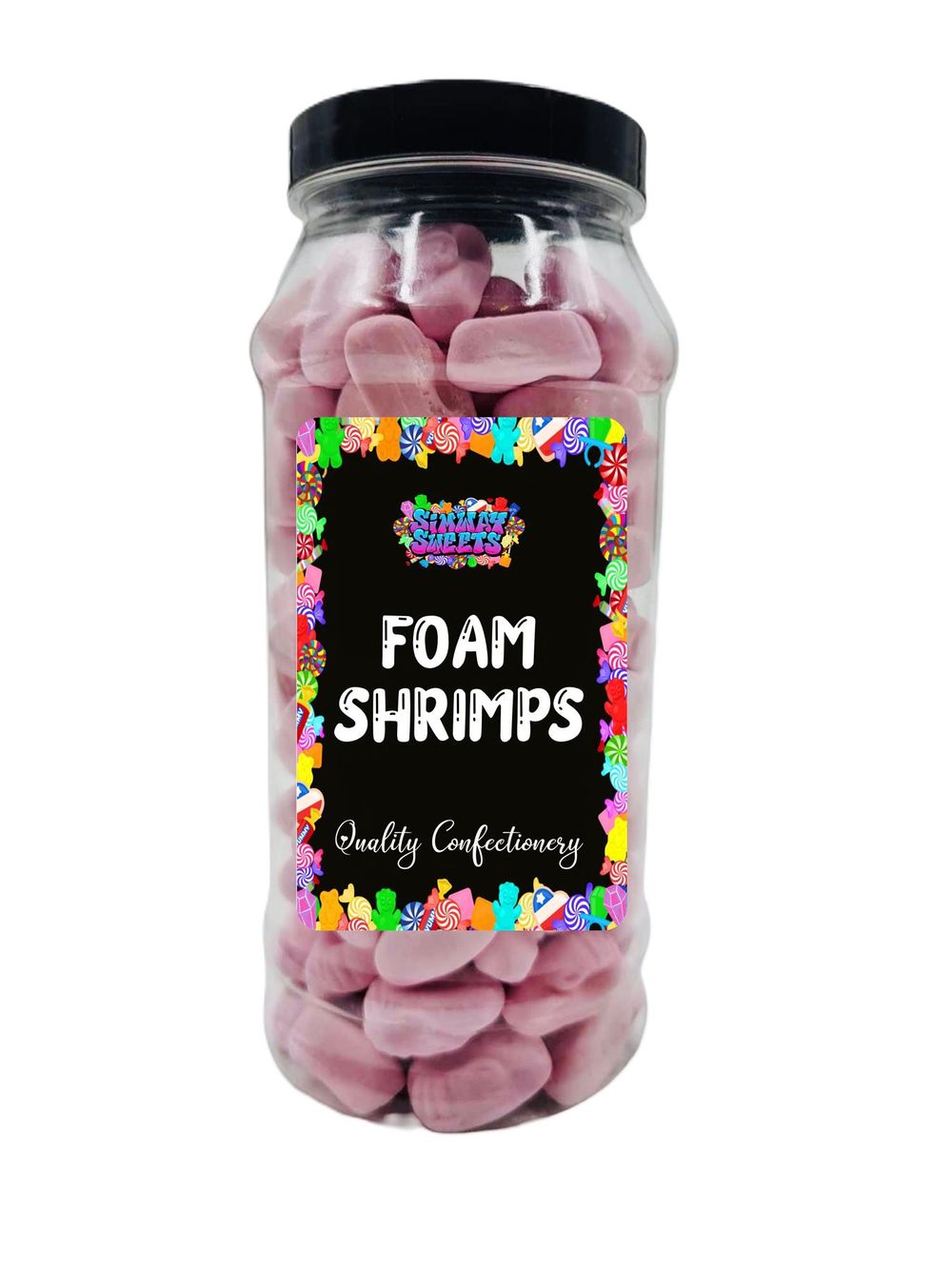 Foam Shrimps Raspberry Flavour Retro Sweets Gift Jar