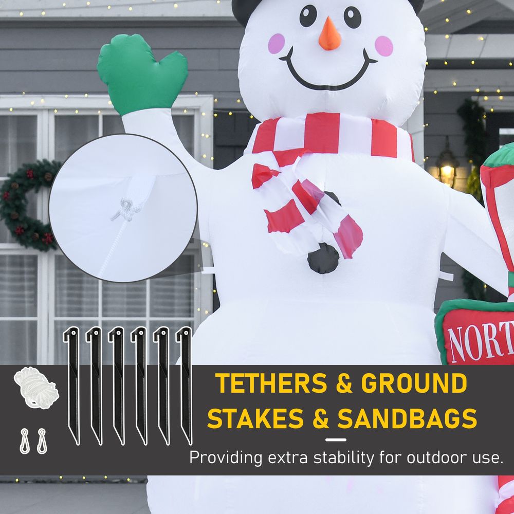 8ft Tall Christmas Inflatable Snowman Street Lamp Lighted Garden Lawn with LED Lights