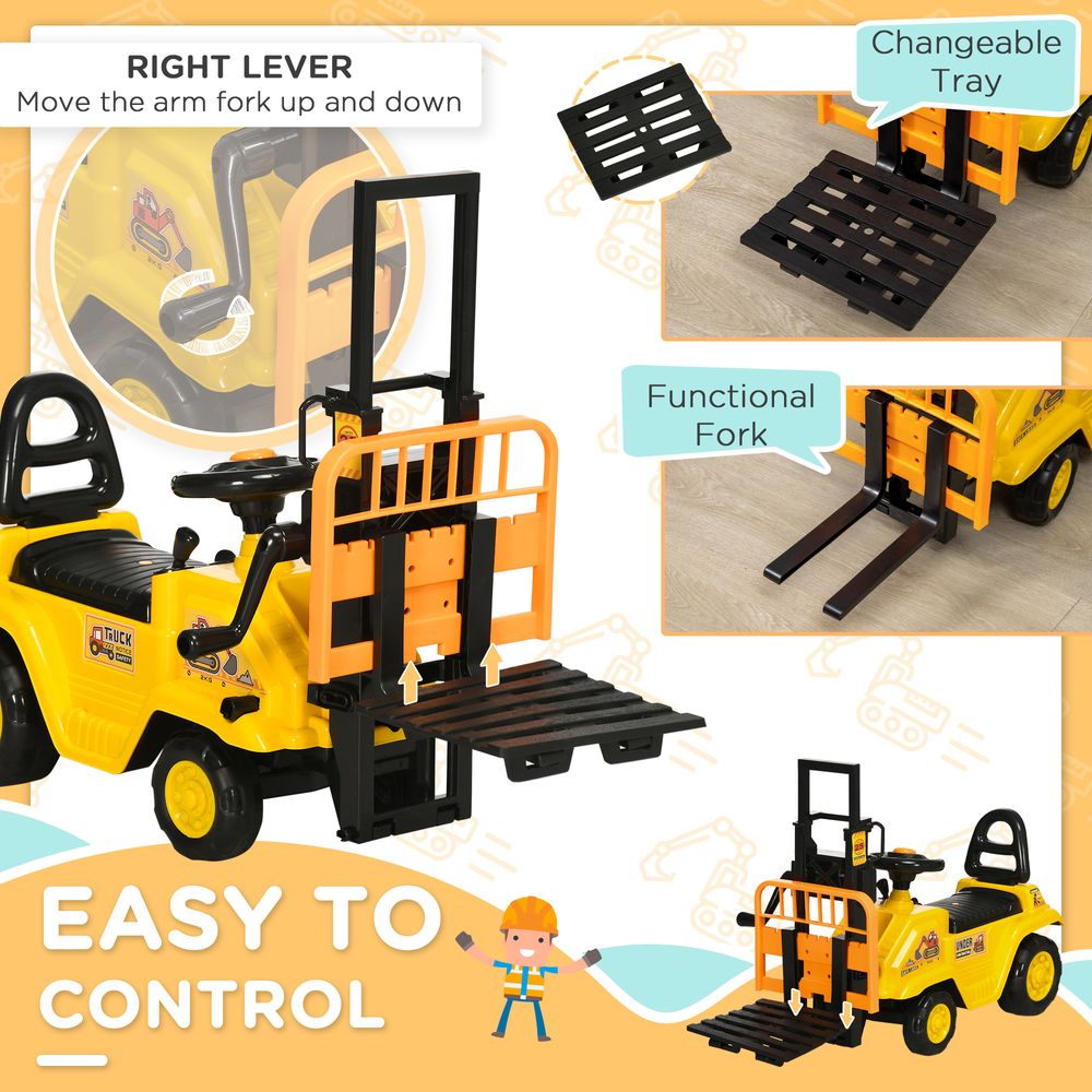 Kids Ride on Forklift Truck with Fork Tray, Under Seat Storage, Backrest