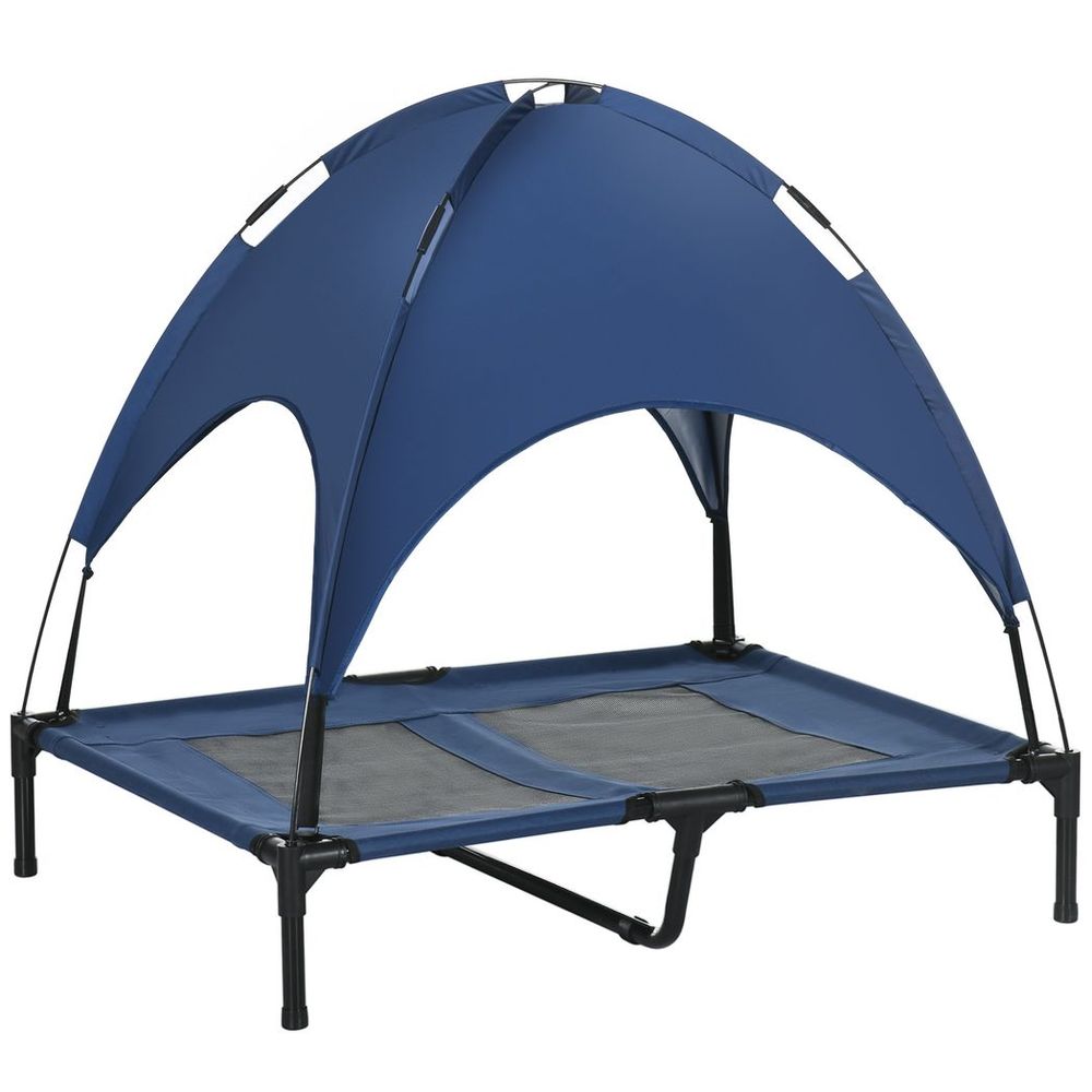 92cm Elevated Cooling Dog, UV Protection Canopy - Blue