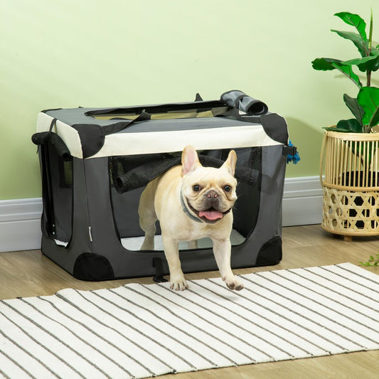 60cm Foldable Pet Carrier with Cushion, for Mini Dogs and Cats - Grey