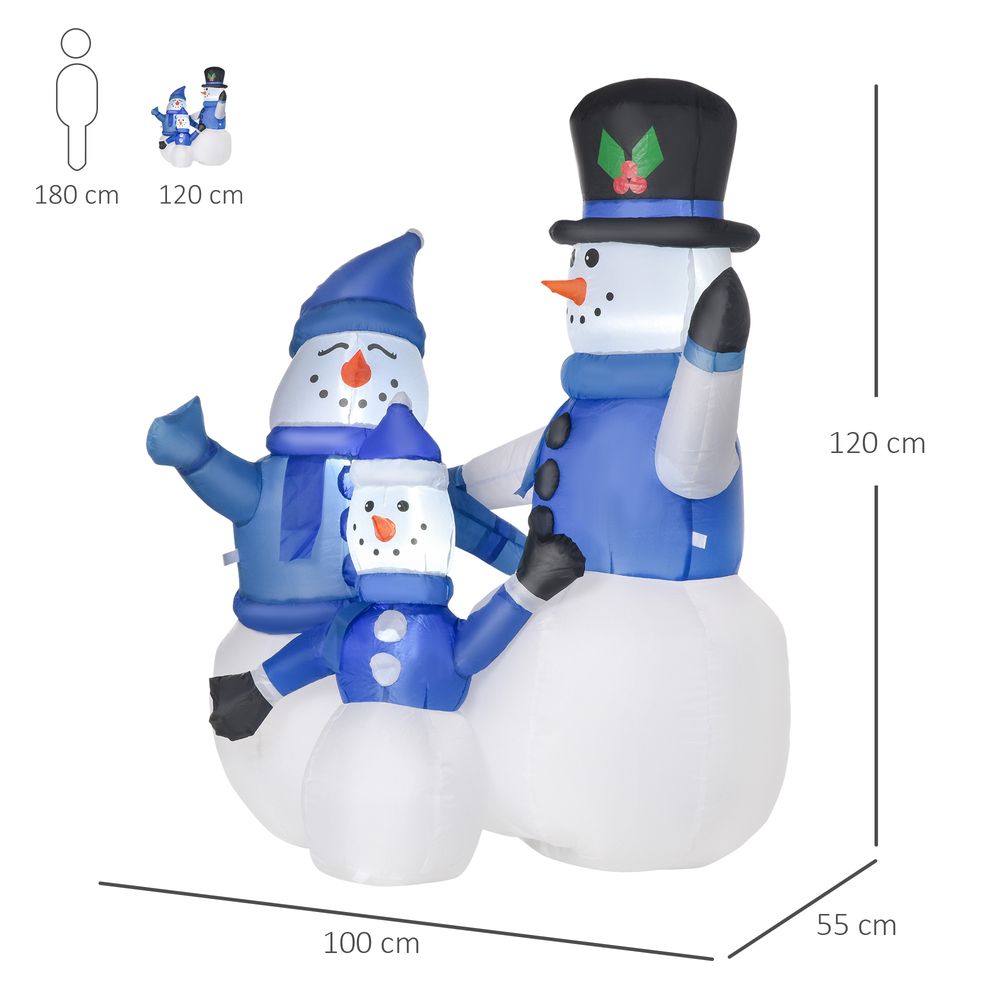 4ft Inflatable Christmas Snowmen Family with LED Lights