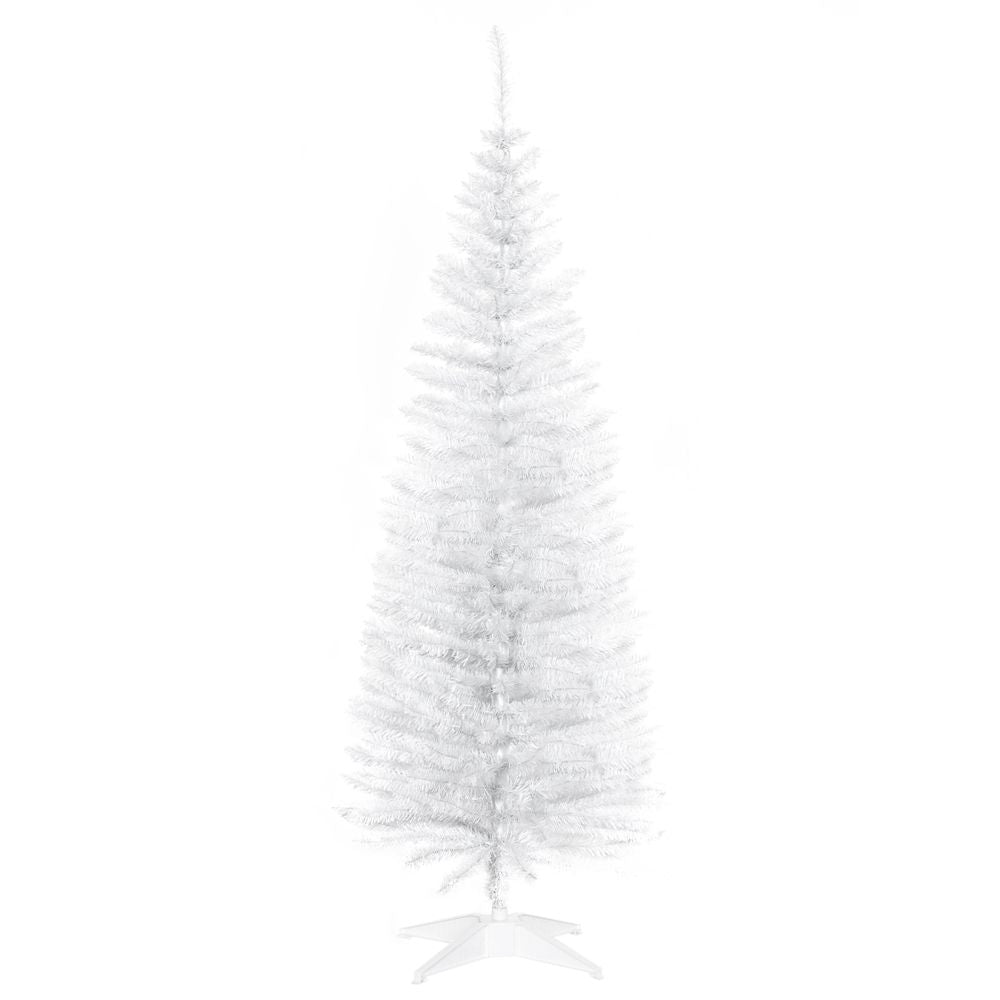 5FT Pencil Slim Artificial Christmas Tree with Study Stand Tips -  White