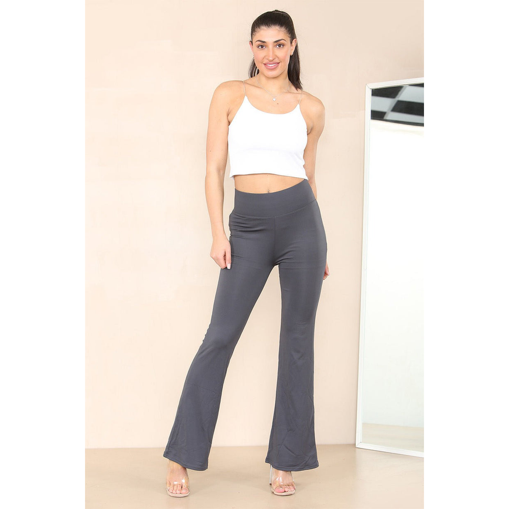 High Waisted Wide Leg Flared Trousers