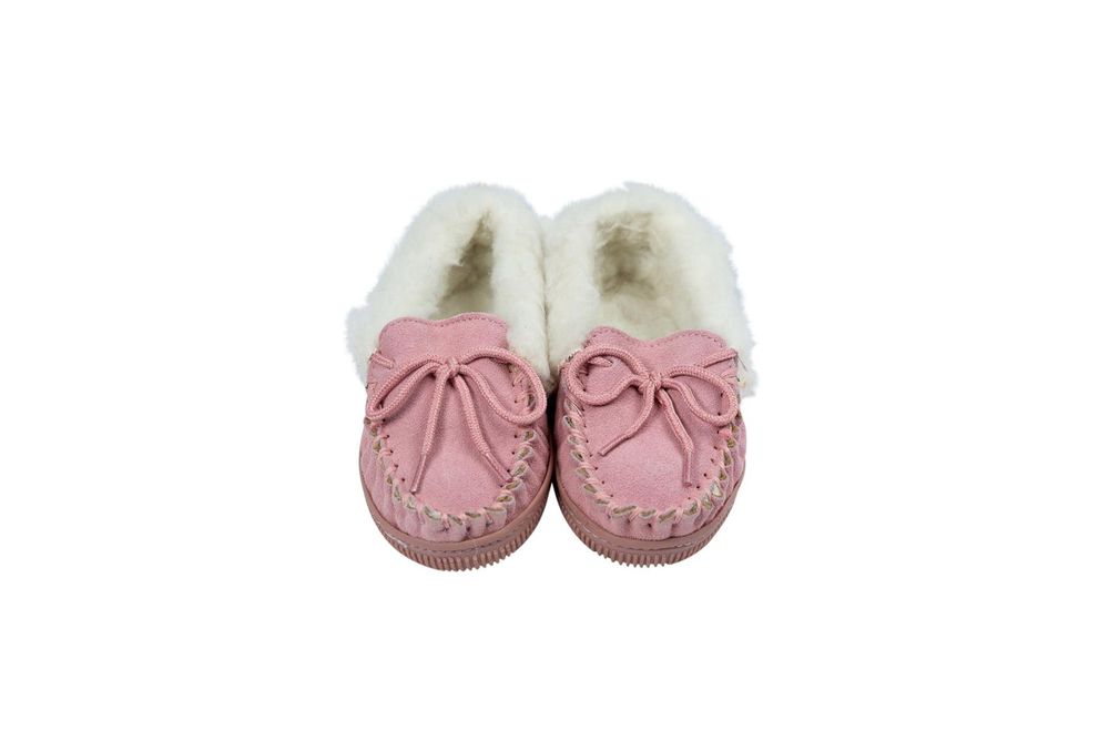 Nordvek Childrens Suede Moccasin Slippers - Rubber Sole