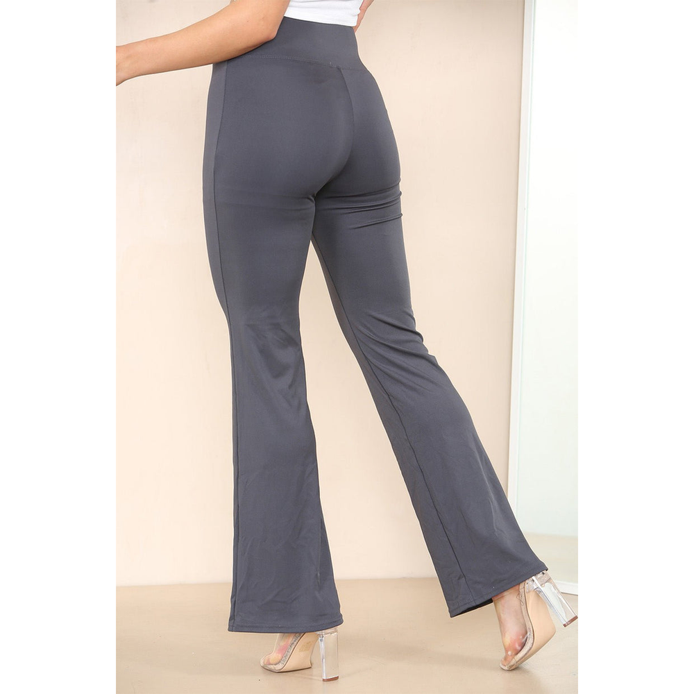 High Waisted Wide Leg Flared Trousers