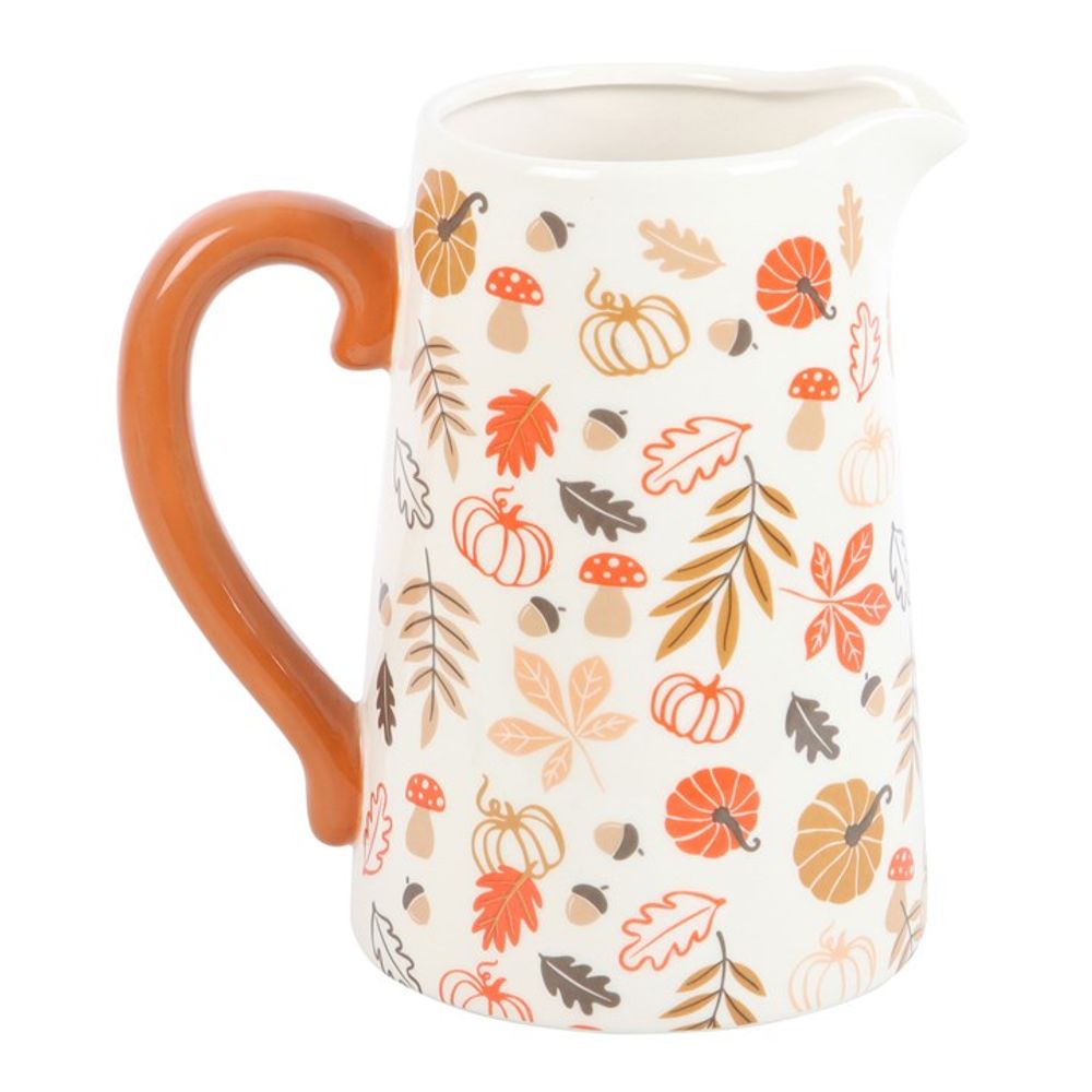 17cm Autumn Leaves and Pumpkins Ceramic Flower Jug