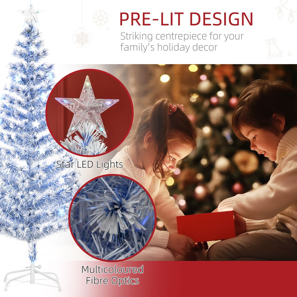 6FT Artificial Fibre Optic Christmas Tree with LED Lights