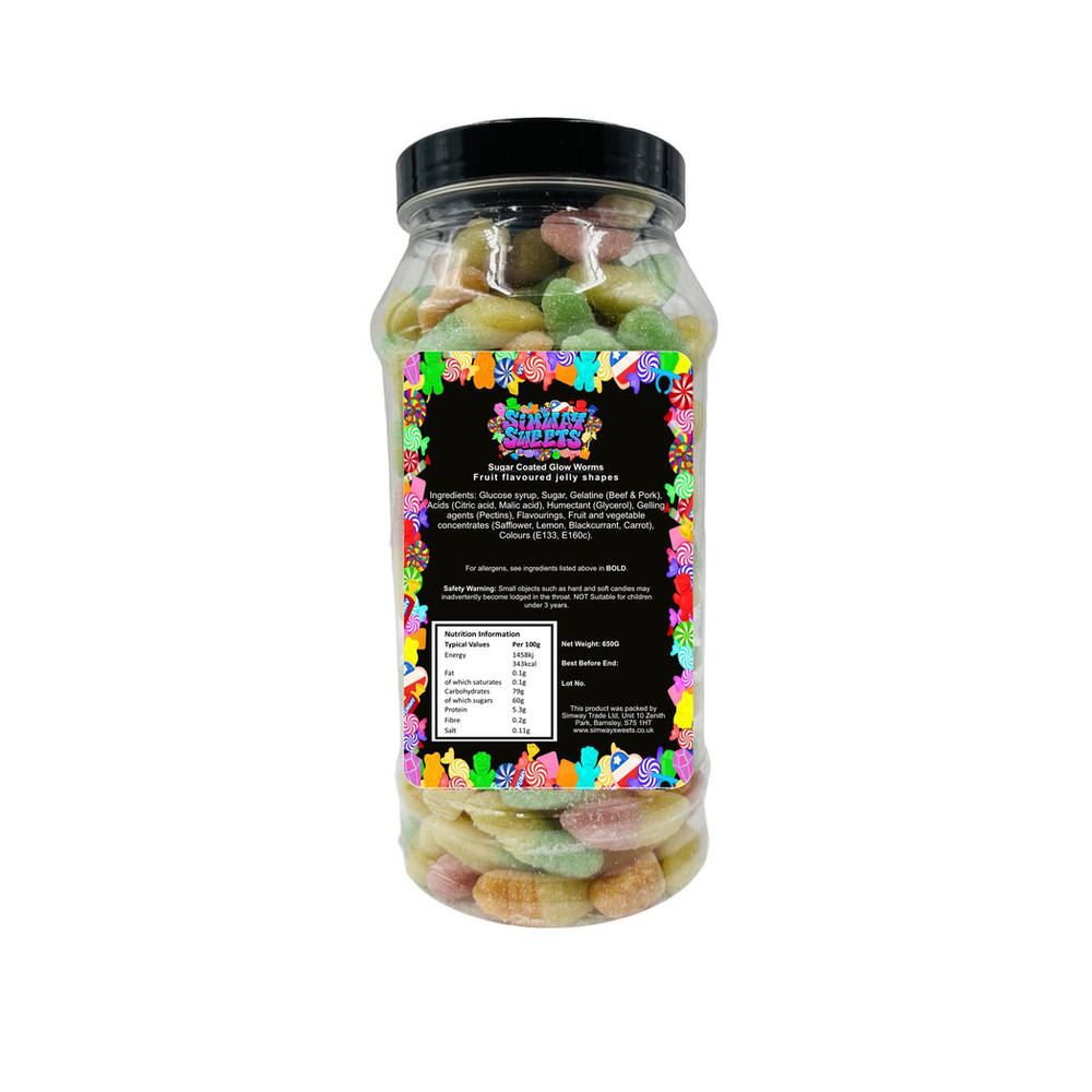 Fizzy Glow Worms Fizzies Retro Sweets Gift Jar