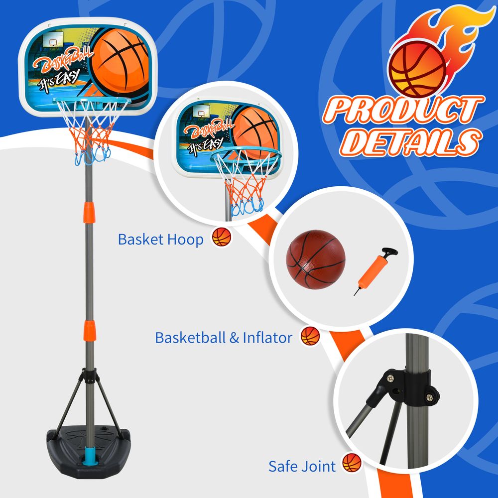 3 Pcs Kids Basketball Set Hoop Ball Pump Height Fillable Base 3-8 Yrs