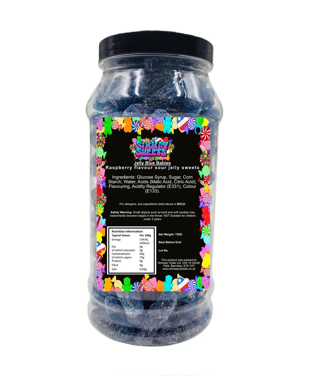 Fizzy Blue Babies Retro Sweets Gift Jar Blue Sweets