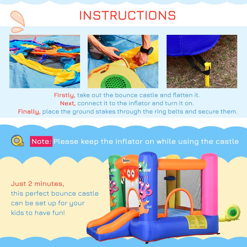 Bouncy Castle with Slide Basket Trampoline Monster Design