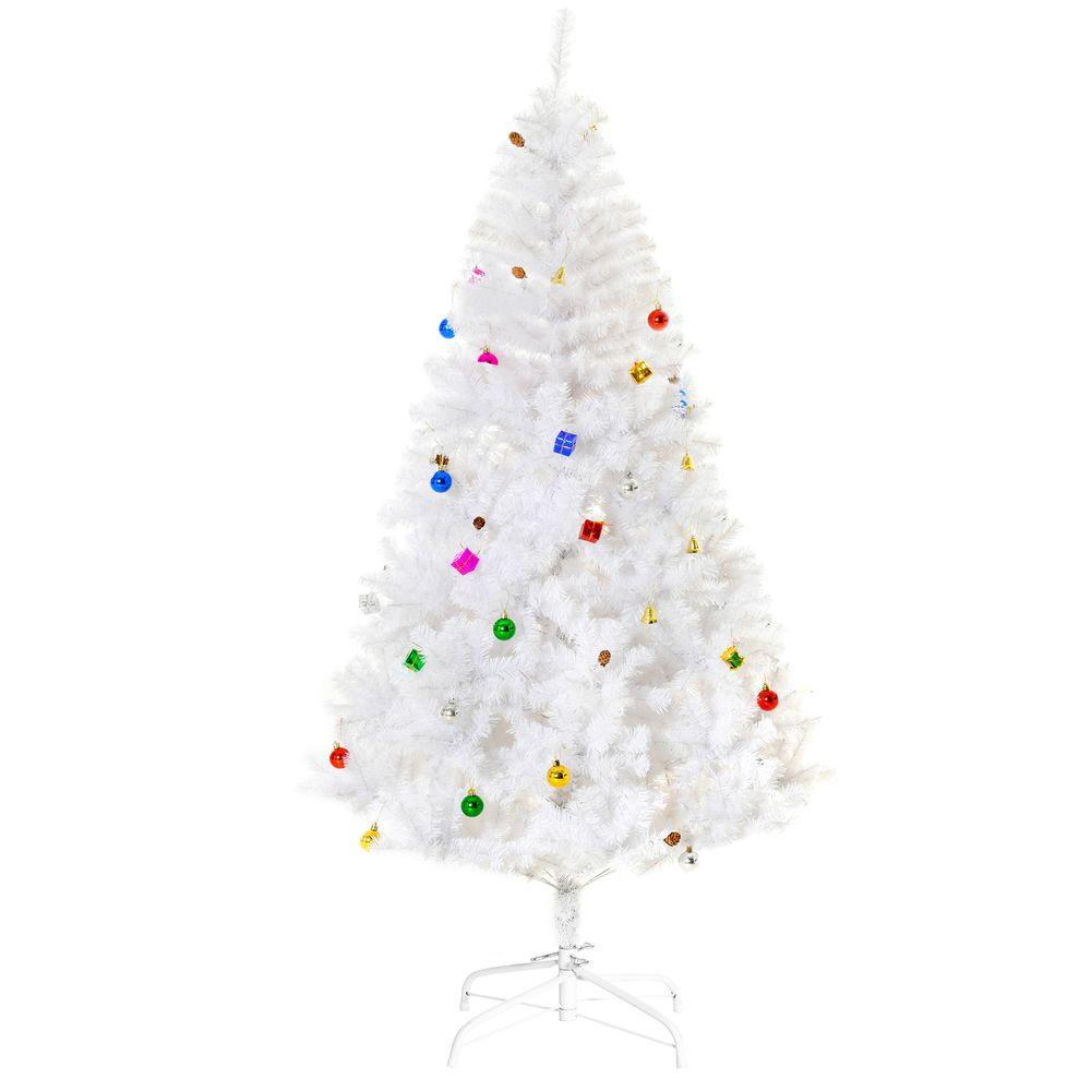 6ft Snow Artificial Christmas Tree with Metal Stand - Elegant Faux White