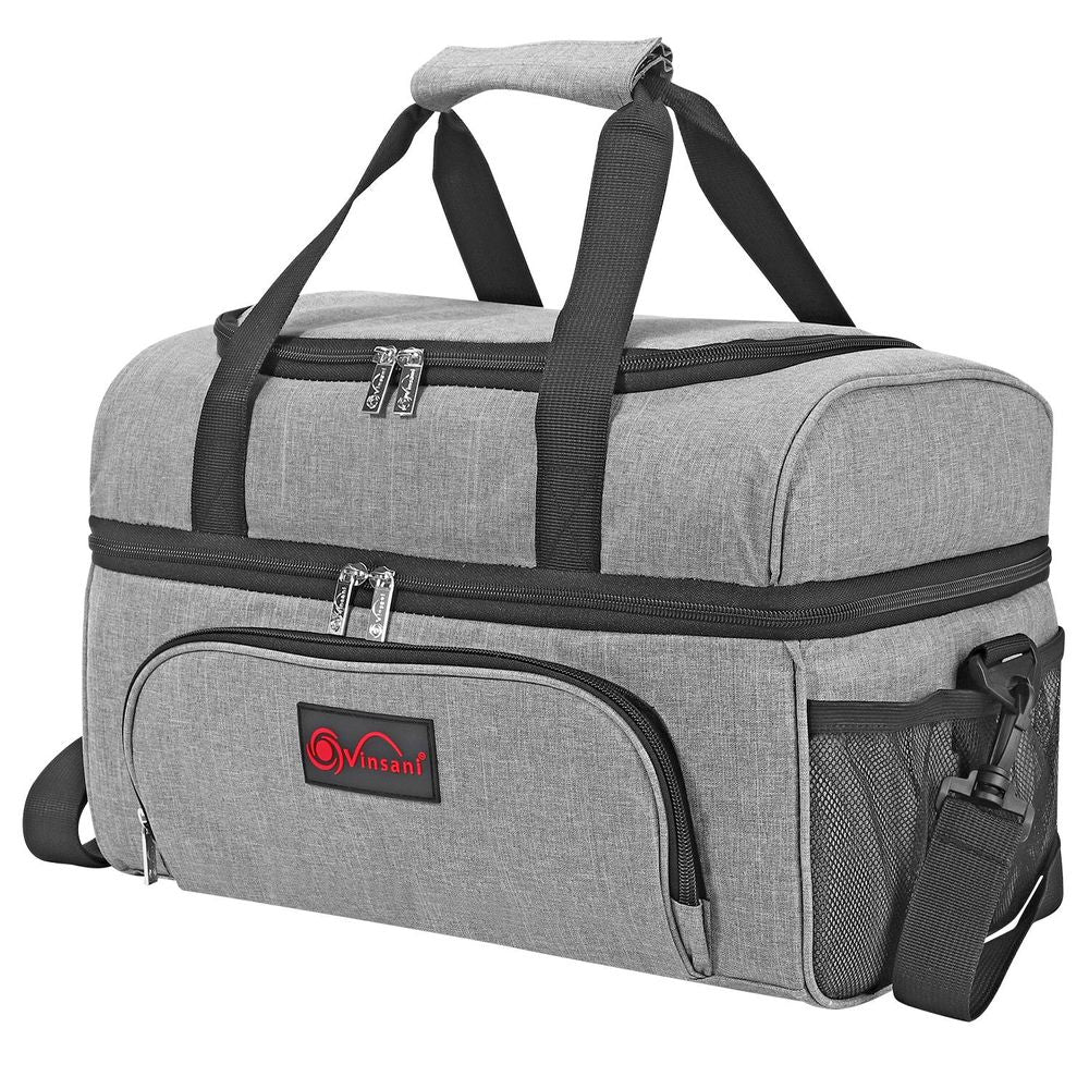 20 - 30L Cooler Bag Dual Compartment Grey Curve Cooler Bag Picnic Storage