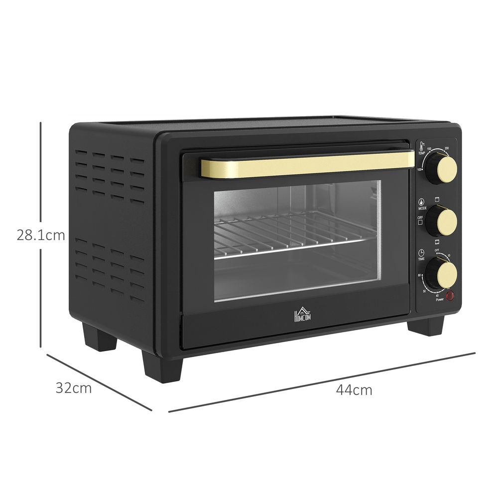 Mini Oven 16L Countertop Oven with Adjustable Temp Timer 1400W, Black