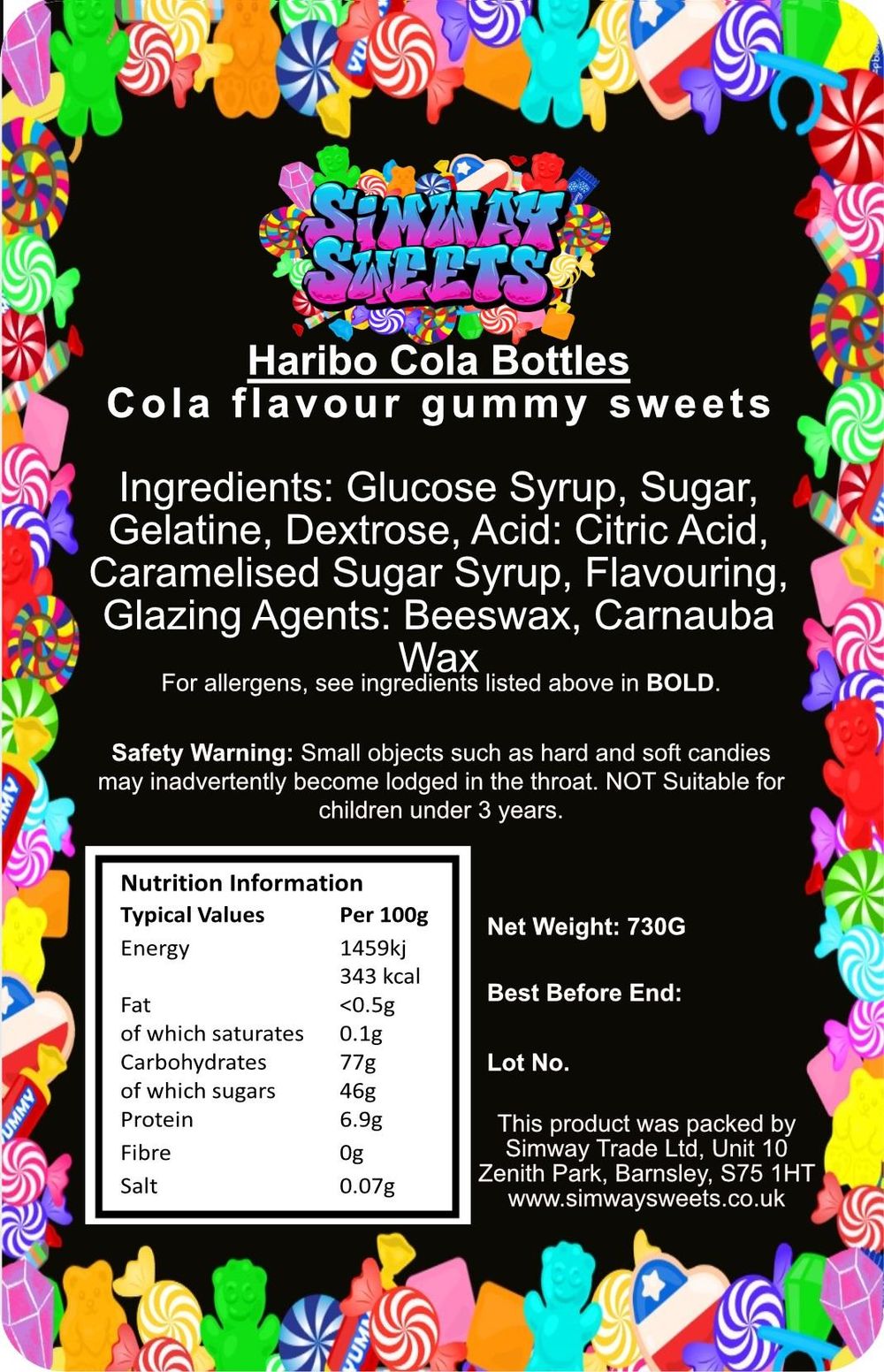 Cola Bottles Retro Sweets Cola Flavoured Gummy Sweets Gift Jar