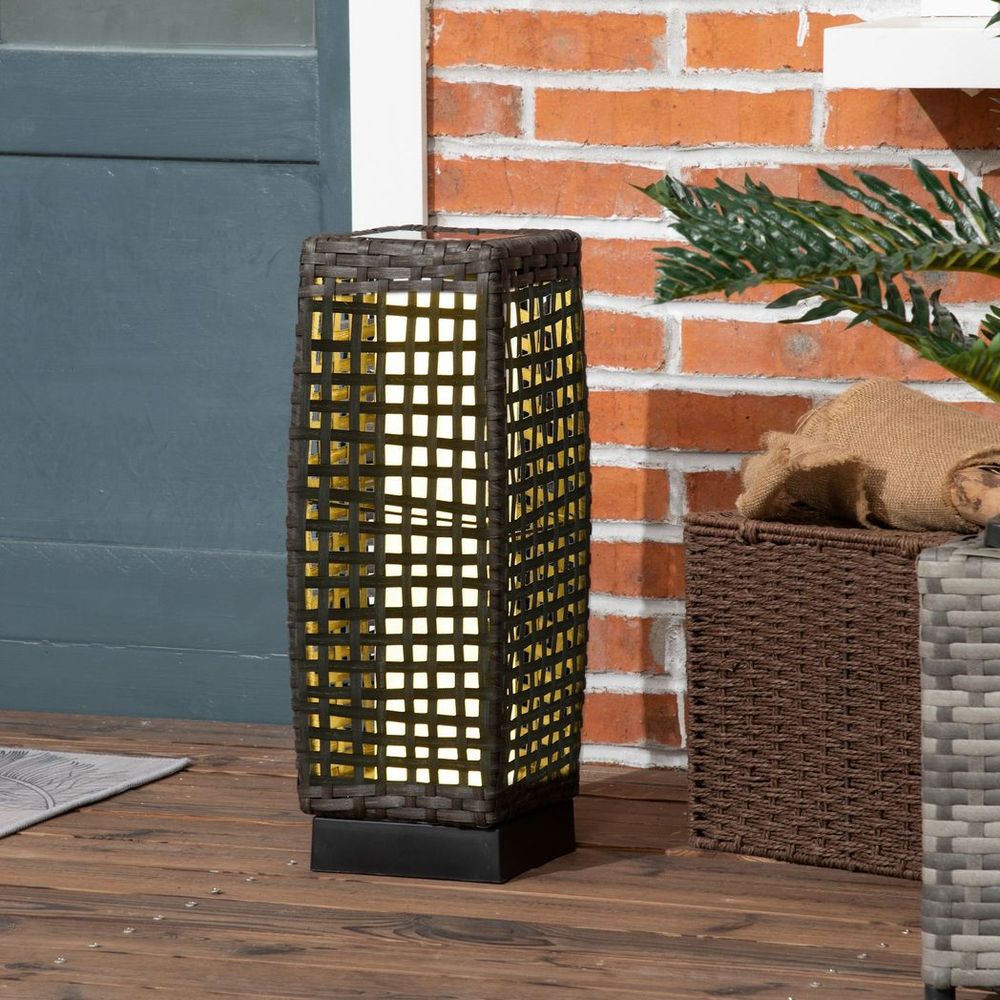 Outdoor Rattan Solar Lantern with Auto On/Off Solar Powered LED Lights