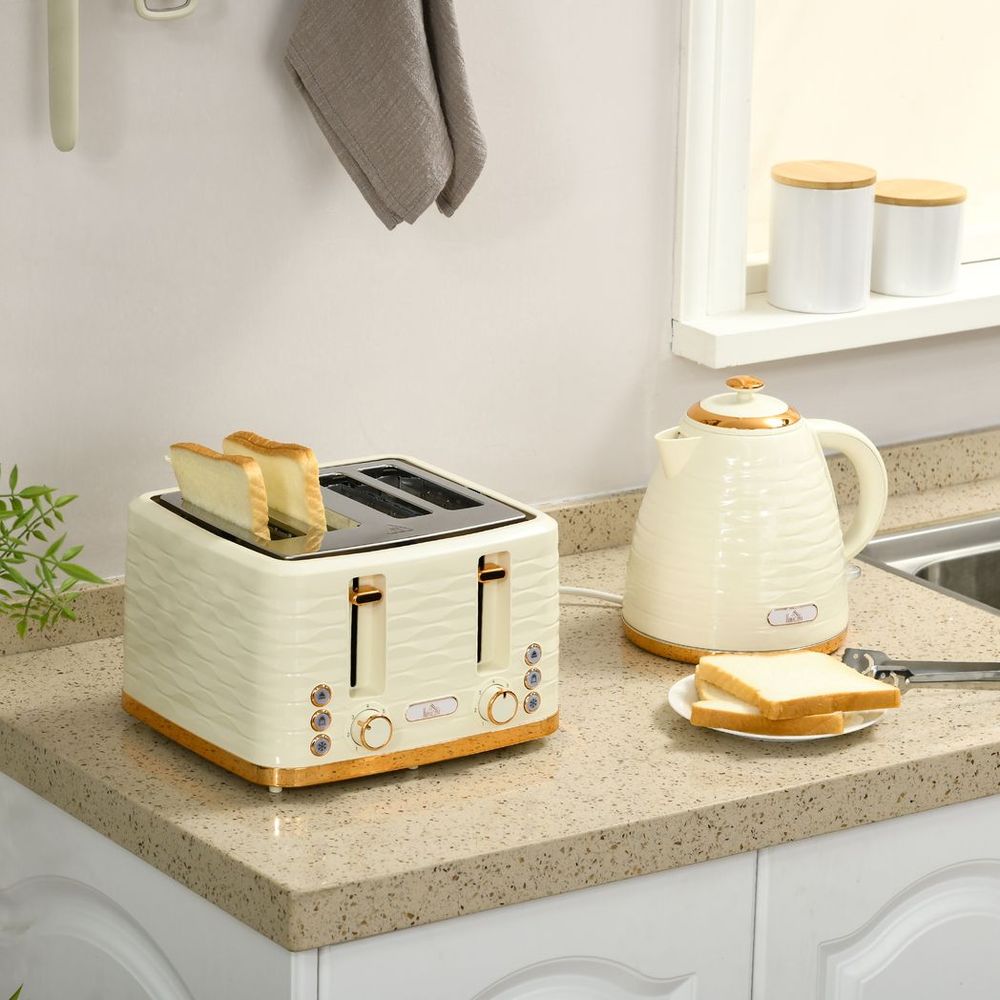 Kettle and Toaster Set 1.7L Rapid Boil Kettle & 4 Slice Toaster - Beige