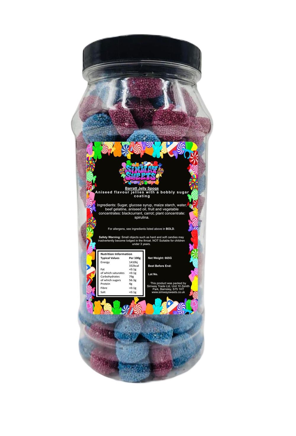 Jelly Spogs Liquorice Buttons Retro Sweets Gift Jar