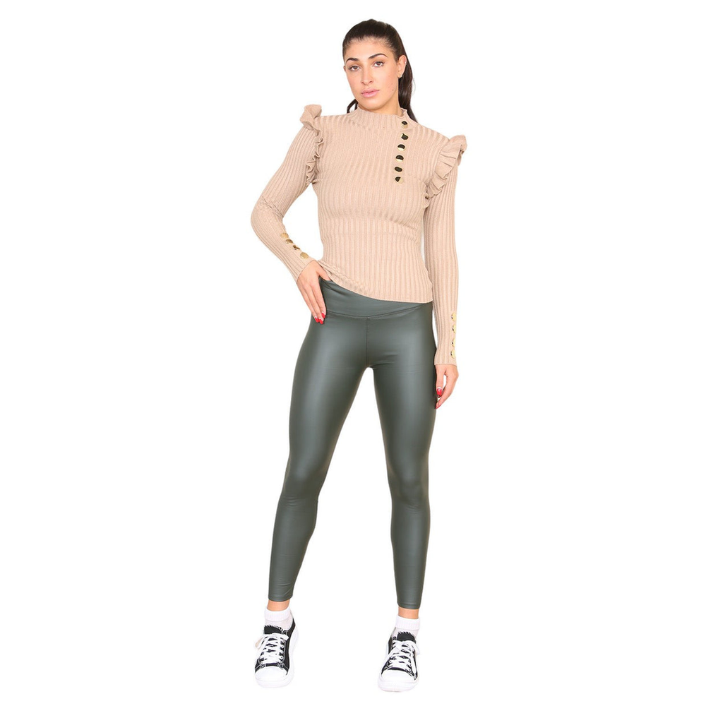 PU Fleece Line High Waisted Wet Look Faux Leather Legging