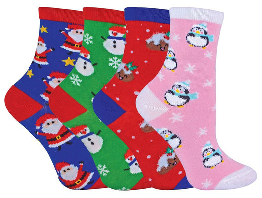 4 Pk Kids Christmas Socks